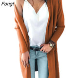Jacket Autumn and Winter New Double Pocket Medium Length Knitted Cardigan Sweater Women Cardigan Women Knitted