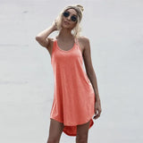 Size Casual O-neck Sleeveless Loose Off Shoulder Mini