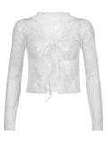 Open Front Lace Long Sleeve Crop