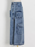 Fongt Design Sense A Skirt Spring 2024 New Fashion Temperament Splicing Tooling Pocket Skirt Woman-Outfit