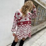 Deer Knitted Long Sleeve Round Neck Casual Winter Autumn Pullover Clothes Ladies Fashion Sweater Women