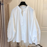 Womens Tops and Blouses Causal Puff Sleeve O-neck Causal Shirts 2023 Spring New Korean