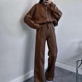 Fongt 2025 Round Neck Fashion Simple Atmospheric Jacket Jacket Casual Straight Trousers