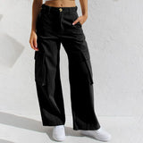 Loose Wide Leg Straight Leg Multi-Pocket Cargo Jeans-Outfit