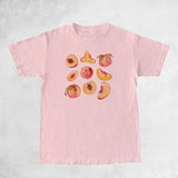 Vintage Peaches Printed Graphic Short Sleeve Tshirt-Outfit