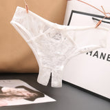 Fongt Lace Opening Hollow Pants To Seduce Low-Rise Trousers Transparent Color Mesh T-Pants