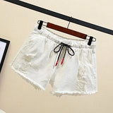 New Denim Shorts Casual Fashion Loose Solid Color Pocket High Waist Elastic Women's Clothing