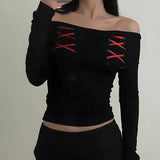 Grunge Off Shoulder Lace Up