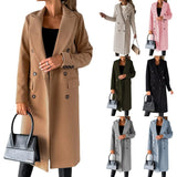 Fongt Women's Spring 2025 New Coat With Hair, Coat Solid Long-Sleeved Double-Buttoned