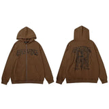 Men Hip Hop Streetwear Hooded Jacket Blind Women Rose Printed Jacket Coat Autumn Harajuku Cotton Zip Up Jacket Outwear