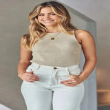 Fongt Knit Vest Female 2024 Summer New Solid Color Slim Inner Matching Top-Outfit