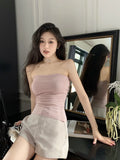 Fongt New Sexy Hottie Wearing Short Chic Thin Elastic Bra Inside The Coat Without A Shoulder Strap Vest