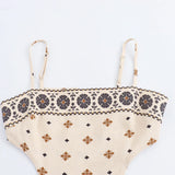 New Summer Positioning Print Hollowed-Out Waist Sling Dress-Outfit
