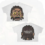 T-Shirt Hip-Hop Fun Cartoon Pattern Printing Oversized T-Shirt Original Gothic Cotton Short Sleeves-Outfit