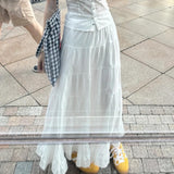 Fongt Wearing White Lace Lace Slings Women's New Temperament Super-Good-Looking Cake Skirt Two-Piece