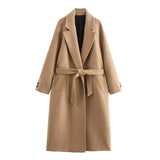 Fongt Explosive Women's Temperament Fashion With Belt Long Hair Coat