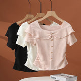 Chic Chic Short-Sleeved T-Shirt Sweet Hottie New Slimming Sweet Word On The Shoulder Of Thin