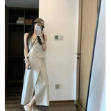 Fongt Vest Suit Female Light Style Casual Suit Sleeveless Top Half Dress Two-Piece