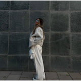 Large Collar Wool Crop Coat-Outfit