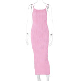 Summer New Fashion Three-Dimensional Line Sexy Condole Belt Slim Dress-Outfit