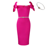 Fongt Women's Famous Temperament Three-Dimensional Flowers Elegant Banquet Dress Bag Hip Dress