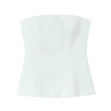 Fongt And White Tsets 2025 Spring And Summer Shoulder Repair Silk And Silk Textured Back Zipper Short Vest Woman