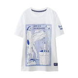 Fongt 2023 New Women's Round Collar Short Sleeve Contrast Color Print T-Shirt 5644156 910-Outfit