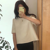 Patchwork Blusas Mujer Small Fragrance Shirts Blouses Puff Short Sleeve Camisas Spring Summer Tops Loose Casual Ropa-Outfit