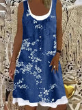Sleeveless Stitching Printing Casual Dress
