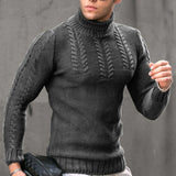 Fongt And Winter New Men's Sweater Men's Turtleneck Flower Long Sleeve Sweater Warm Head Sweater