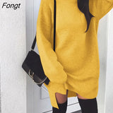 New Loose Knitted High Neck Split Women's Warm Keeping Loose Home Robe In Winter Women's Dresses Free Shipping