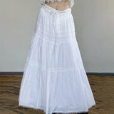 Stitching All Kinds Of Thin Rope Tie White Skirt 2023 Temperament Simple Half Skirt In Early Autumn-Outfit