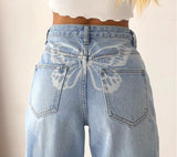 High-Rise Butterfly Print Jeans-Outfit
