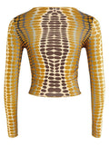 Long Sleeve Dot Pattern Crop Top-Outfit