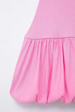 Knitted Hollow Out Back Mini Balloon Dress-Outfit