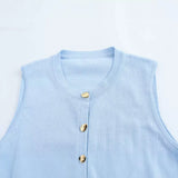 New Simple Round-Neck Knitted Cardigan Vest 8851104-Outfit