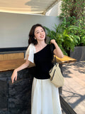 Fongt Xixi 13 Line 2025 Summer New Temperament Collar Tie With Bottom Knitted Short-Sleeved T-Shirt Women's Top 89332