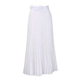 High Waist Pleated Long Skirt With Belt-Outfit