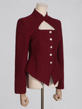 Fongt Sexy Wind Suit Jacket Female Autumn 2024 The New Standing Collar Hollow High Sense Long Sleeve Women's Small Suit-Outfit