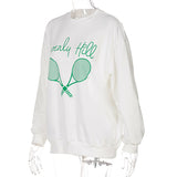 Vintage Tennis Club Graphic Print White