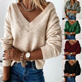 Fongt Fall / Winter 2023 Women's Long-Sleeved V-Neck Loose Knit