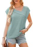 Fongt Women's Summer Slanted Fashion Leisure Short Sleeve Fashion Shirt T-Shirt