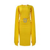 Fongt Women's 2025 Autumn And Winter 2025 New Solid-Colored Ass Sexy Cape Dress Large African Dress