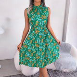 Wind Shooting Spring And Summer Temperament Wood Ear Flowers Waist 100 Fold Dress Women's