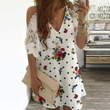 Off Shoulder Lace Sexy V Neck Floral