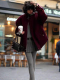 Burgundy Solid Baseball Jacket-Outfit