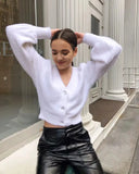 White Knit Fuzzy Three Piece Set-Outfit
