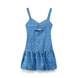 Spring Hollowed-Out Embroidered Mini Suspender Dress 3311665-Outfit