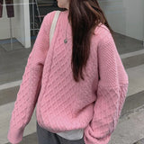 New 2021 Autumn Winter Women's Sweaters Pullover Warm Minimalist Korean Solid Elegant Wild Ladies Pink Tops