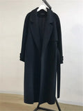 Women Wool Blends Trench Coat Elegant Outerwear Casual Loose Cardigan Female Cashmere Overcoat Korean